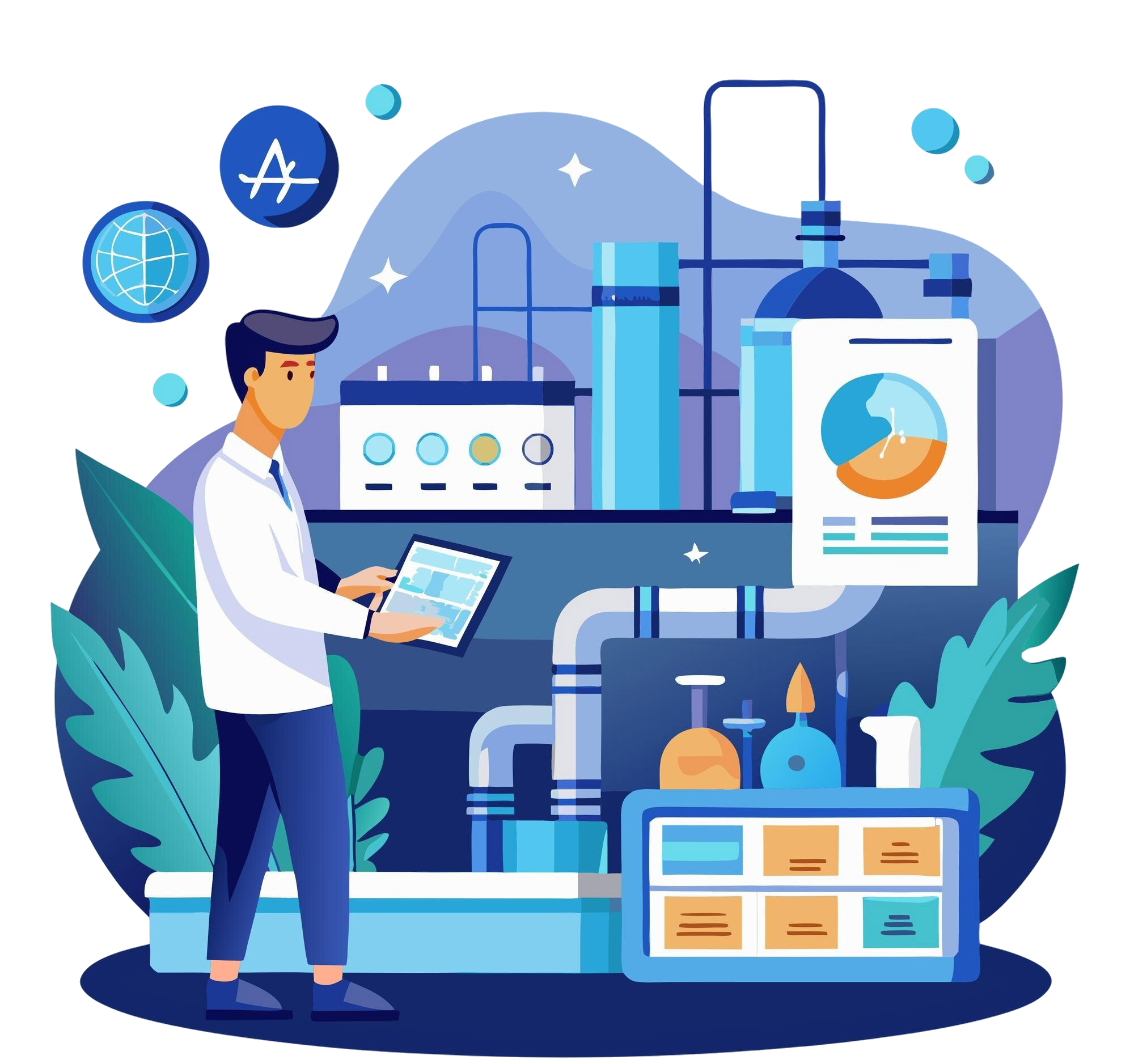 man is standing front large collection bottles